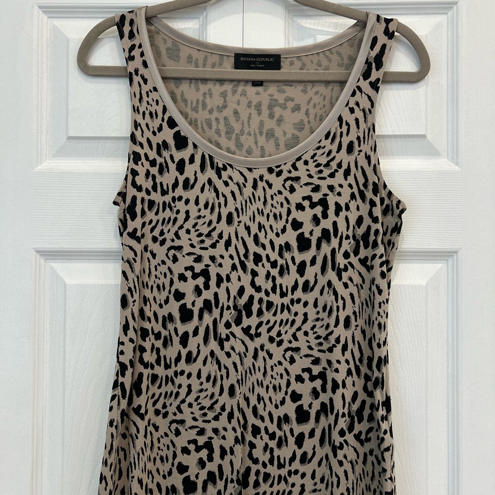Banana Republic Animal Print Tank Top - Black and Tan